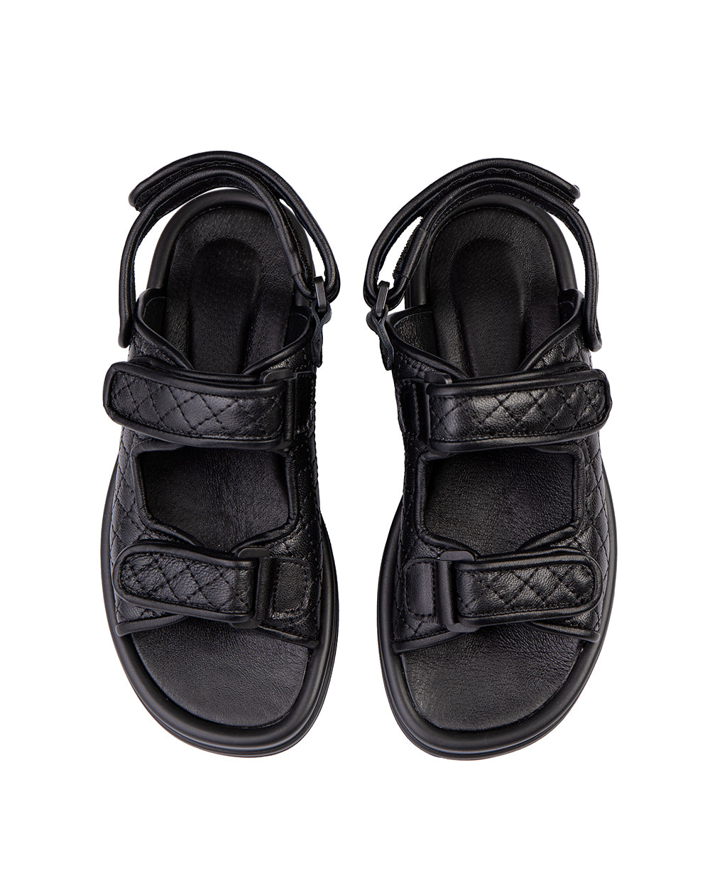 Black Quilted Leather Sandals