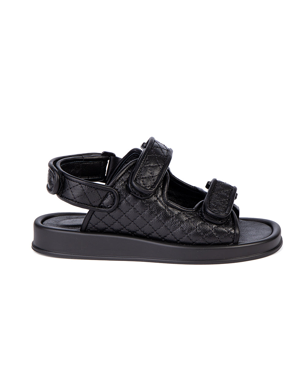Black Quilted Leather Sandals