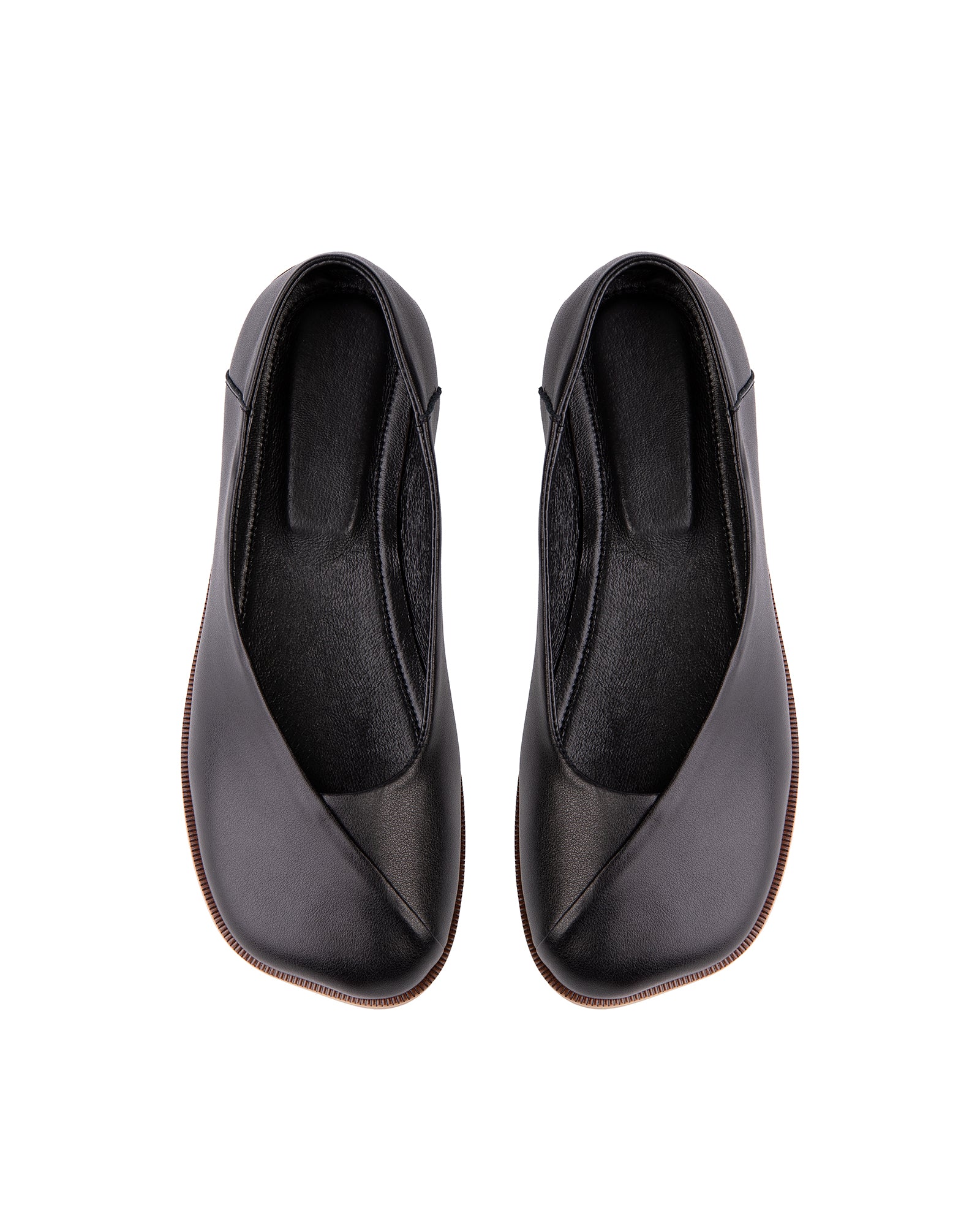 Black Leather Ballet Flats
