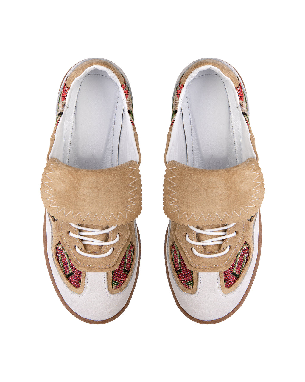 Leather and suede sneakers