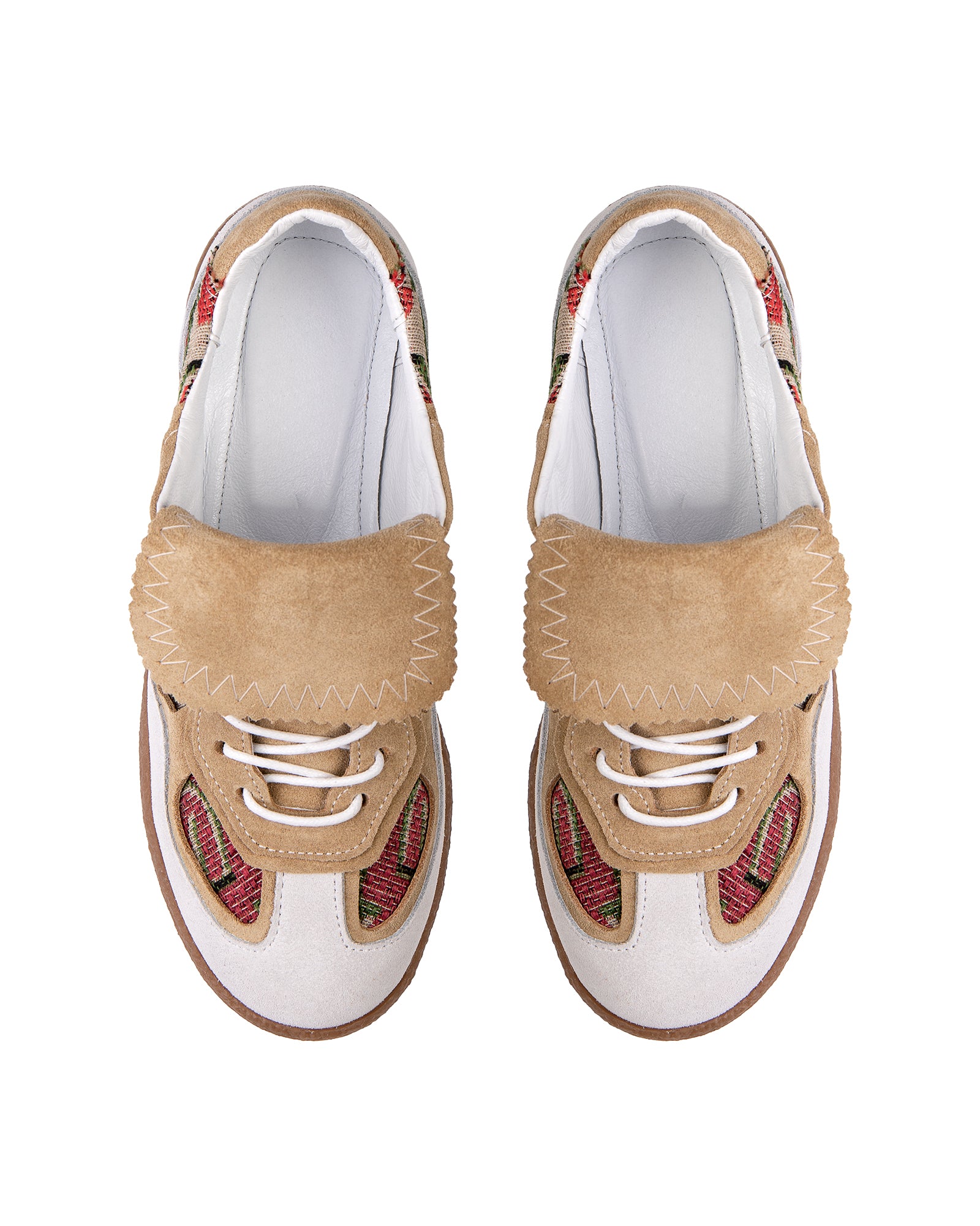 Leather and suede sneakers