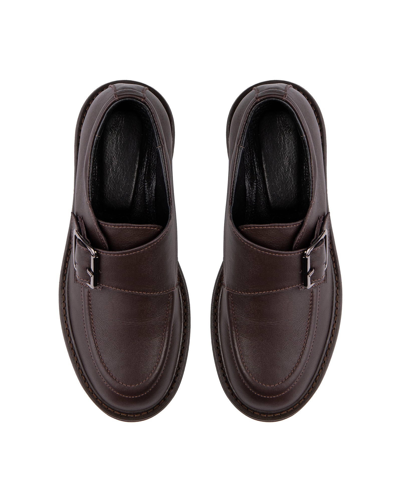 brown leather loafers
