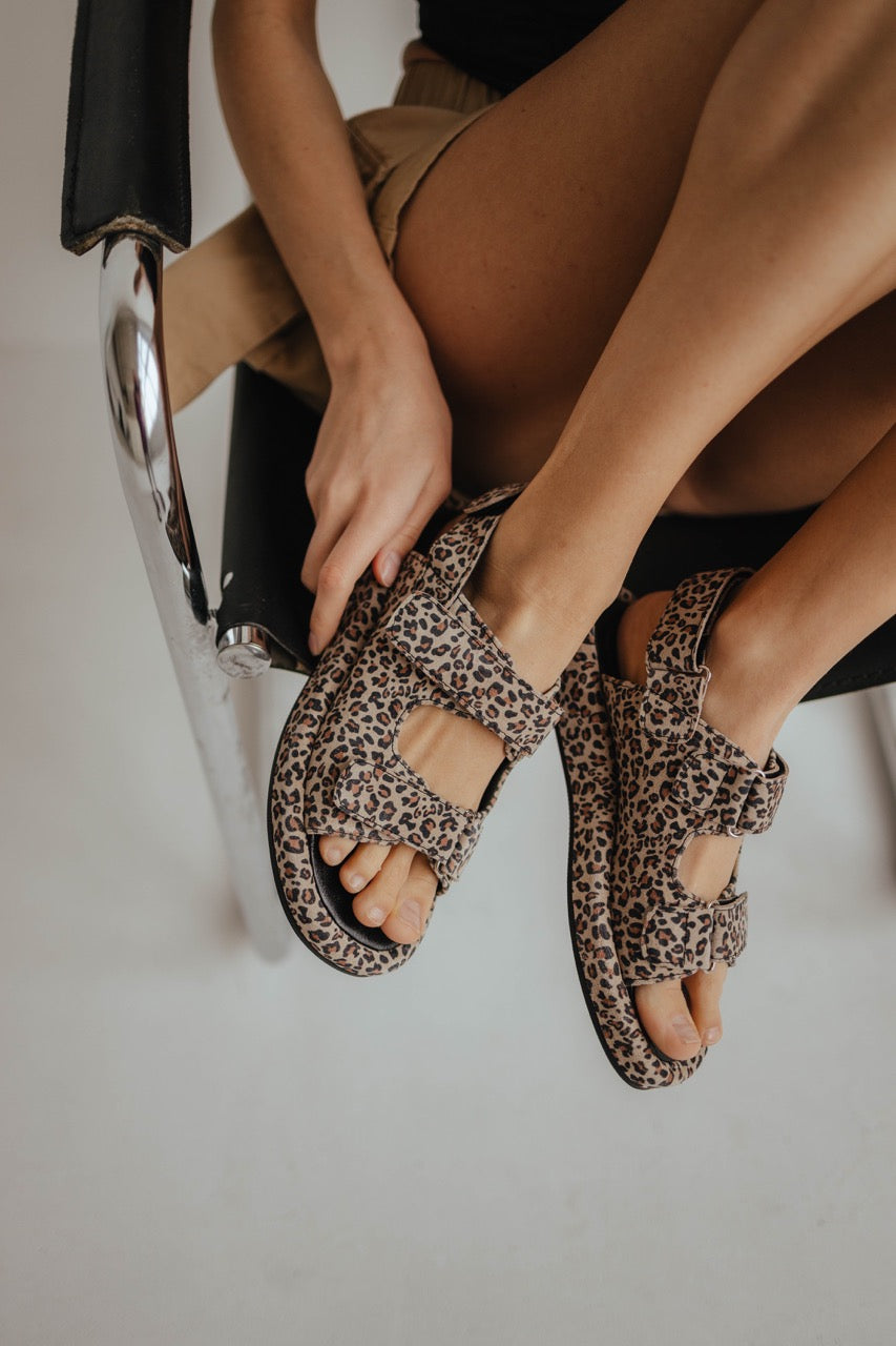 Leopard Print Leather Sandals