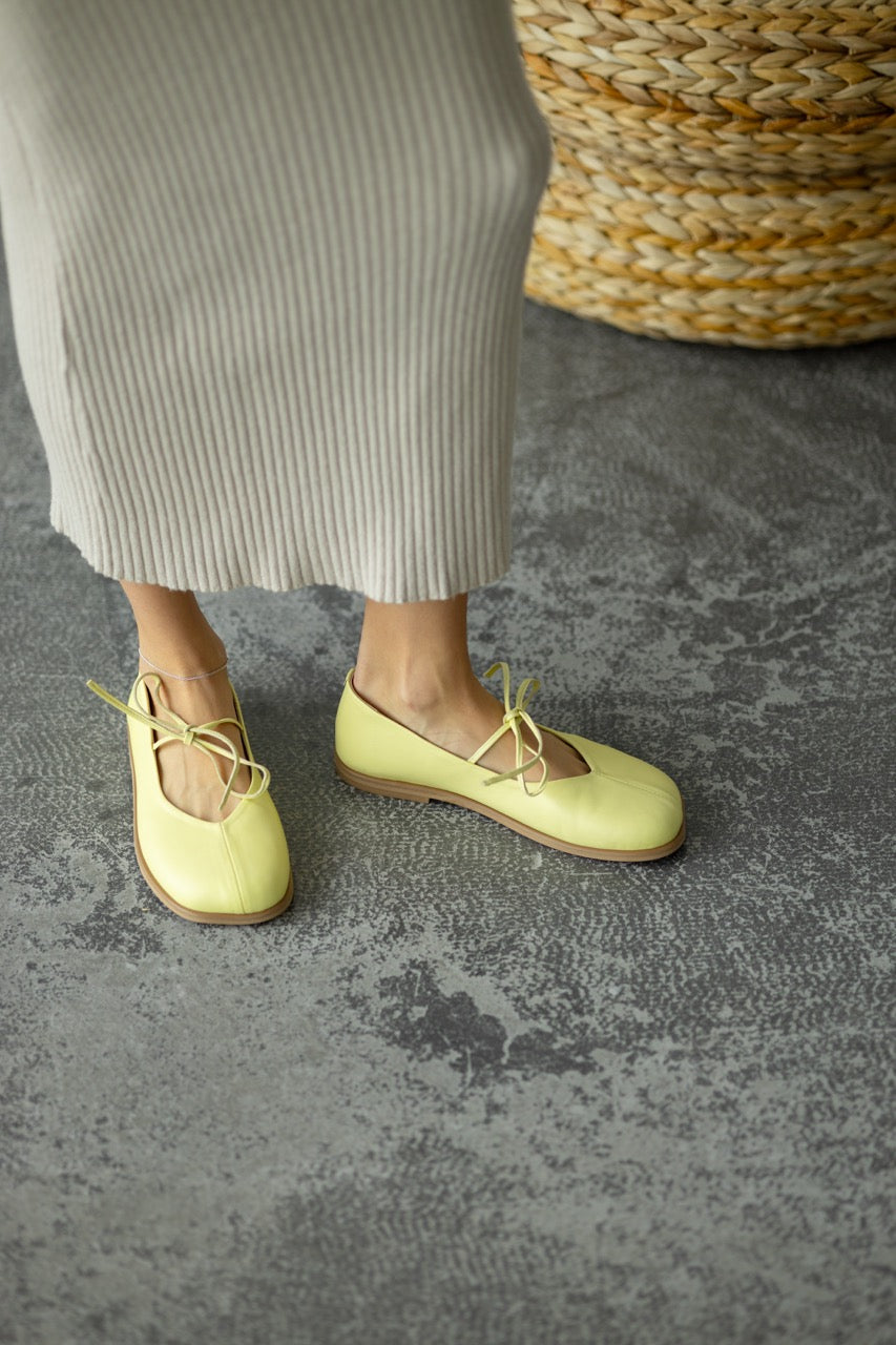 Yellow Leather Flats