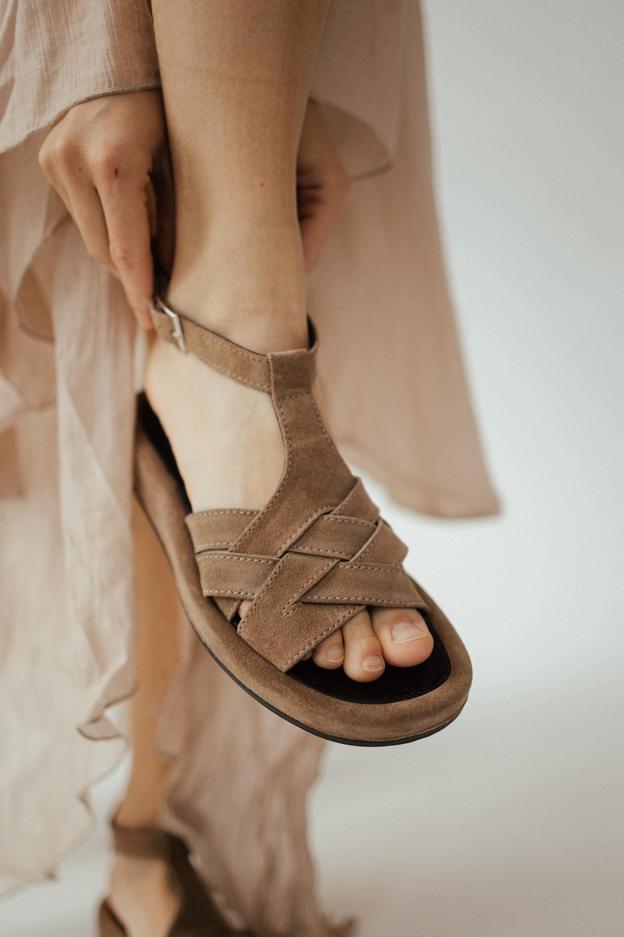 Brown Suede Leather Sandals