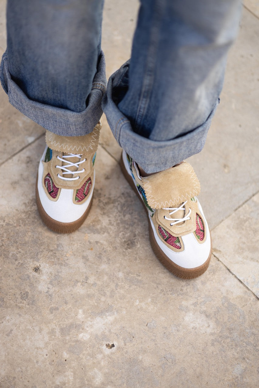 Leather and suede sneakers