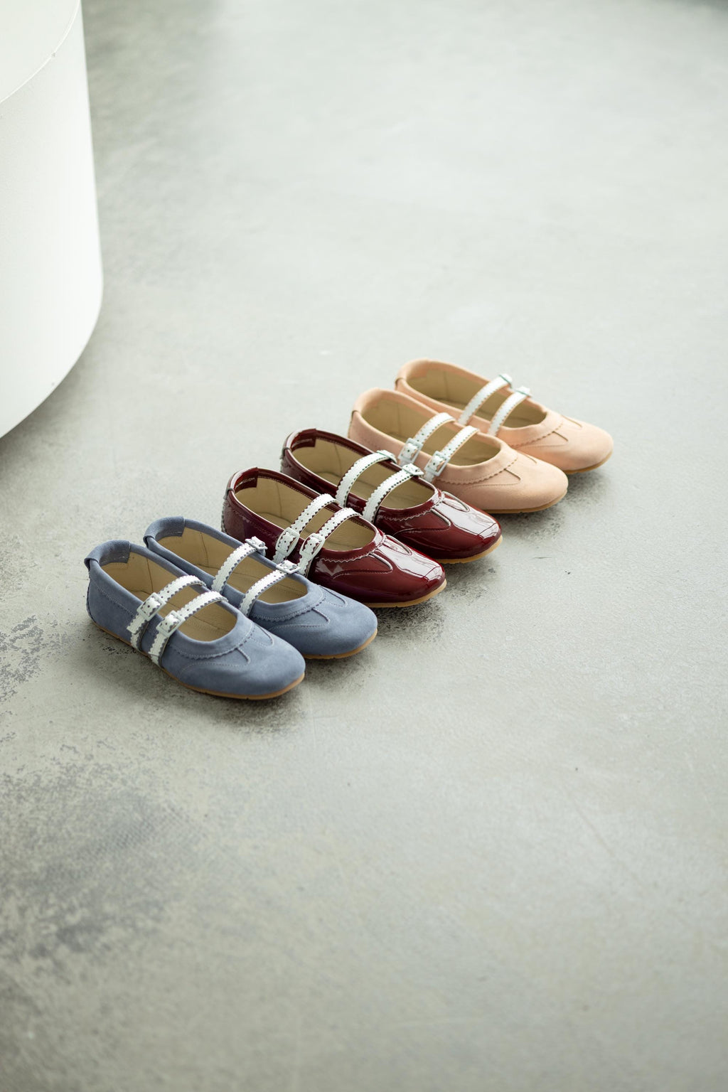 Comfortable Mary Jane flats wide fit suede front view