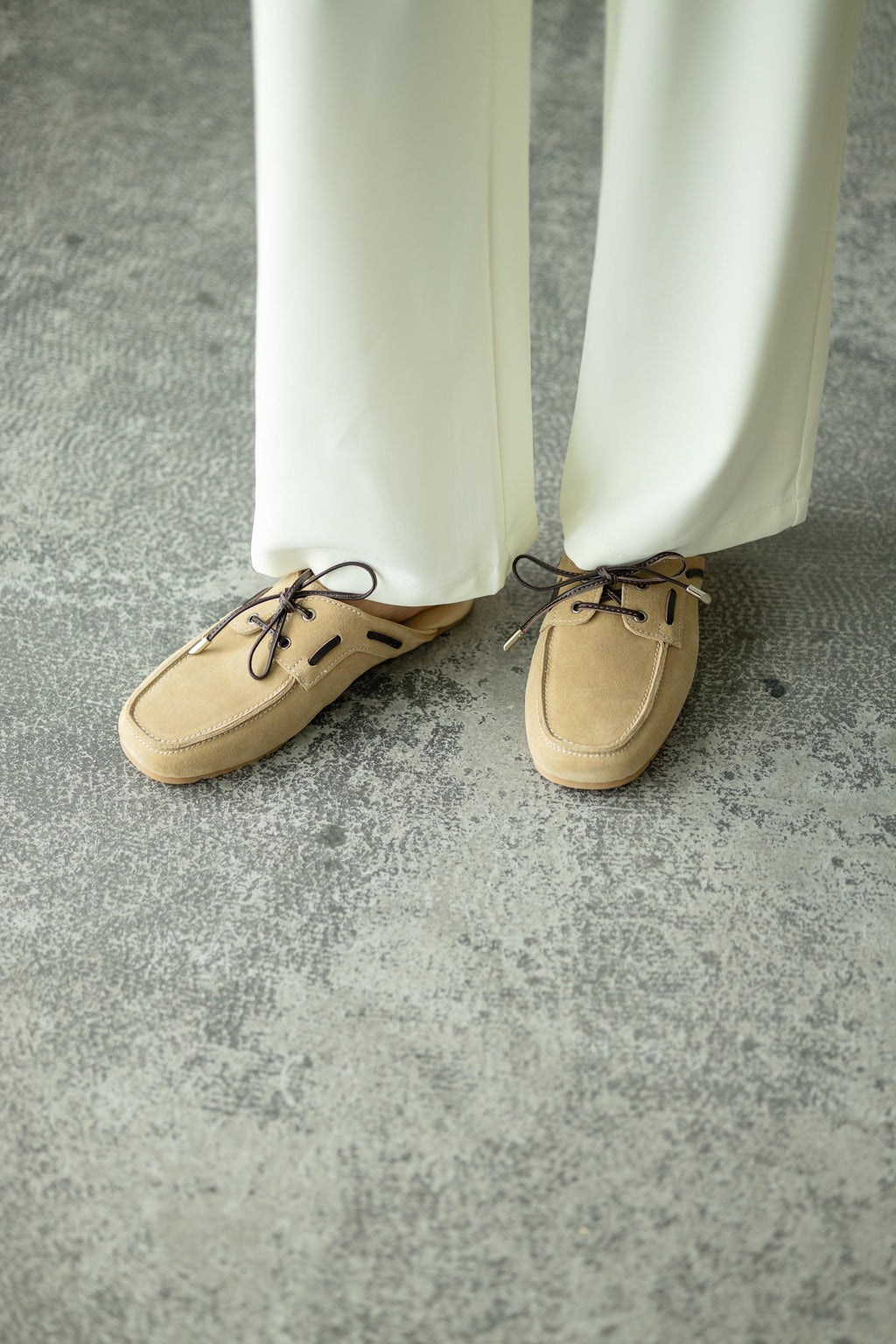 Comfortable beige suede clogs everyday wear