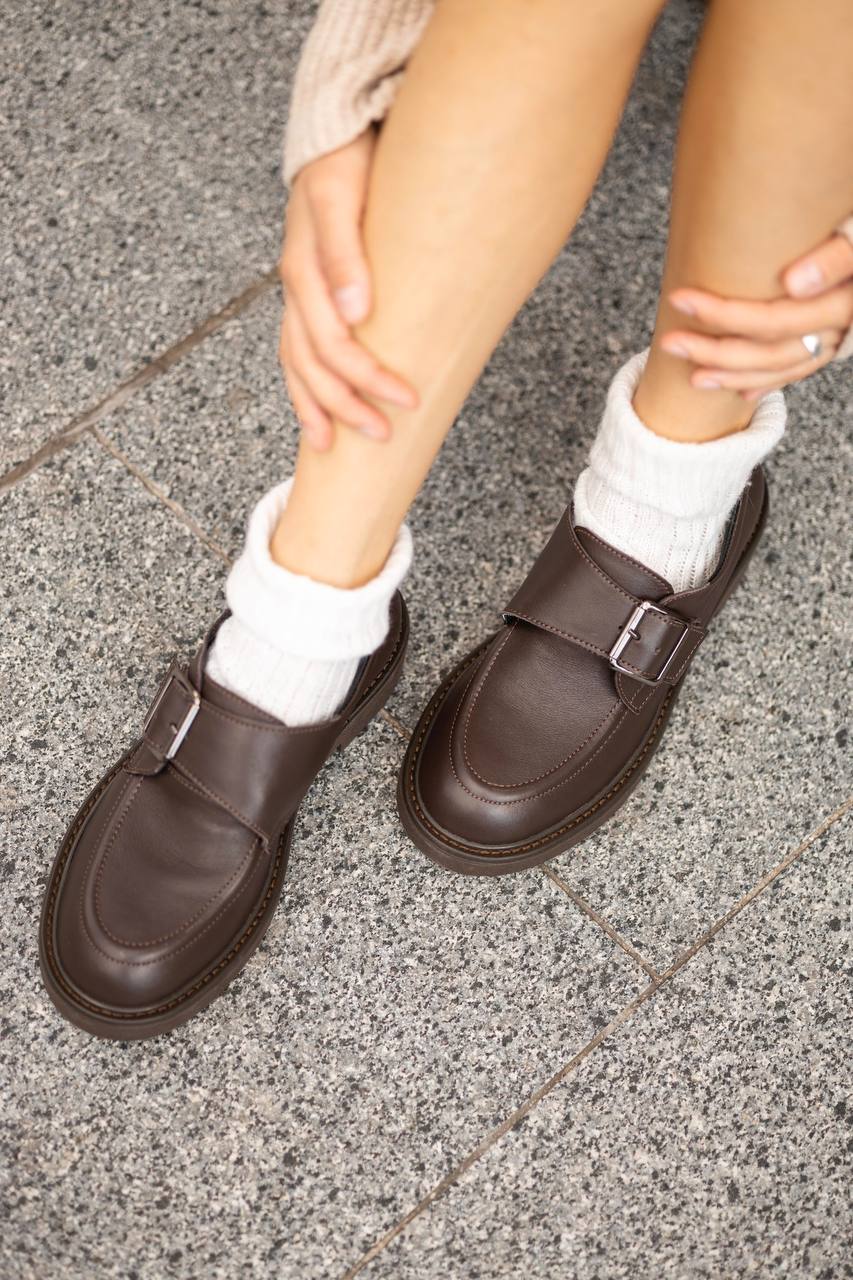 brown leather loafers